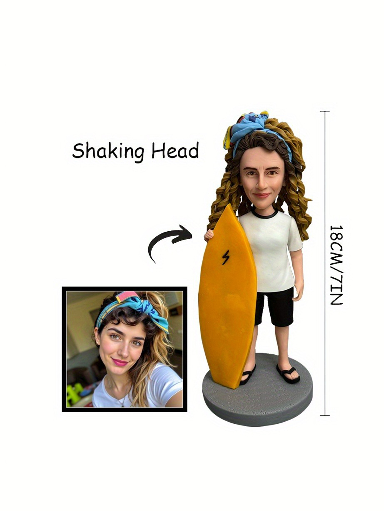 A custom bobblehead doll, personalized clay-style figurine